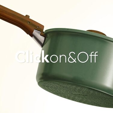 Набір посуду Carote 18 предметів темно-зеленого кольору з керамічним антипригарним покриттям для індукційних плит, знімні ручки, безпечний (PFOA-free), термостійкий, компактне зберігання