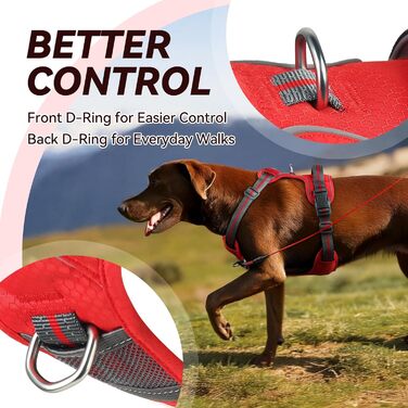 Шлейка для собак VIVAGLORY Easewalk: анти-тяга, для тренувань та прогулянок, з ручкою, надійна, для цуценят та собак, XS (червона, обхват грудної клітки 25-51 см)