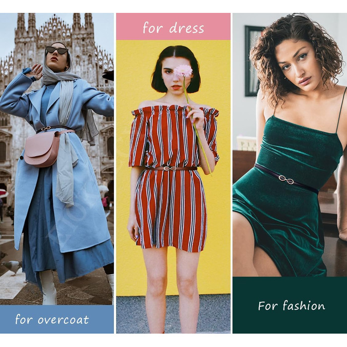 2 жіночі шкіряні ремені Skinny: чорний+білий та чорний+коричневий. Вузький тасьовий ремінь з металевою блискавкою для суконь та пальто