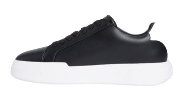 Чоловічі кросівки Calvin Klein Cupsole з товстою підошвою, шнурівка, шкіра (43 EU, чорний/чорний/білий/чорний)