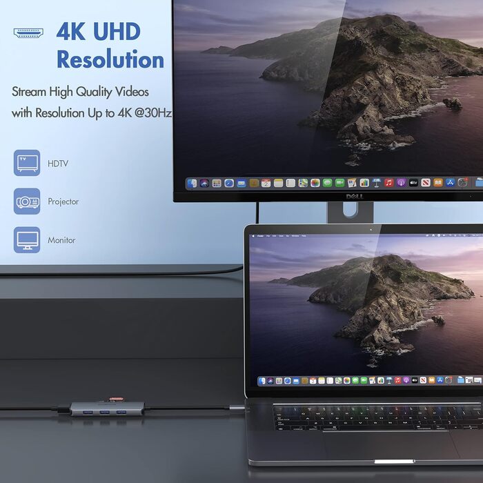 Док-станція USB-C для ноутбука з підтримкою 2 моніторів 4K, 14 в 1, з DP/DisplayPort, Ethernet, 4 USB, 100W PD, SD/TF, Audio/Mic, сумісна з Dell, HP, Lenovo