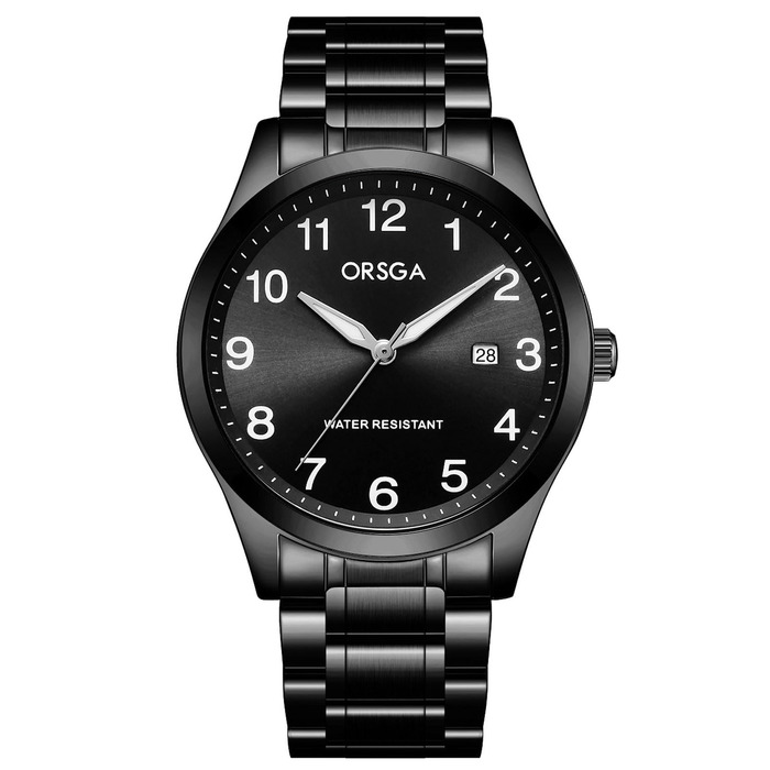 Годинник чоловічий CIVO з великими цифрами: аналоговий, водонепроникний, з датою, свідовий, для людей з поганим зором, з нержавіючої сталі, чорний