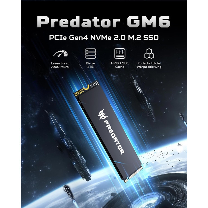 SSD Acer Predator GM6 1TB M.2 NVMe PCIe 4.0 - Швидкий накопичувач для ігор та ПК