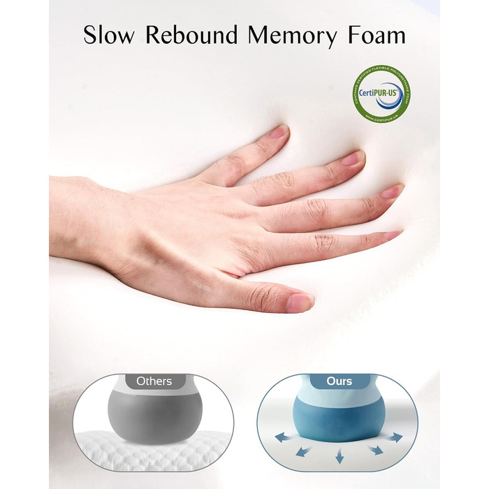 Ергономічна подушка з ефектом пам'яті (Memory Foam) для шиї та голови, дихаюча наволочка, підходить для сну на боці, спині та животі, темно-сіра, 65 x 40 x 9/11 см