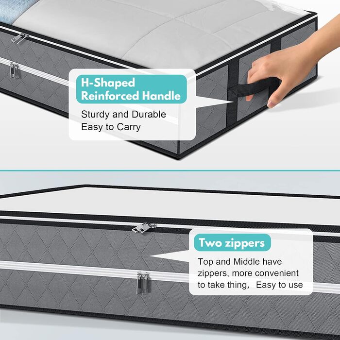 Органайзер для зберігання під ліжком GARPROVM 96L (2 шт.) 104x50x18 см, з фетру, для постільної білизни, ковдр, одягу