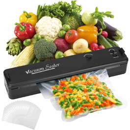 Вакуумний апарат Nuxory для зберігання продуктів, комплект з 20 пакетами, професійний, для сухих та вологих продуктів, зберігає свіжість до 7 разів довше