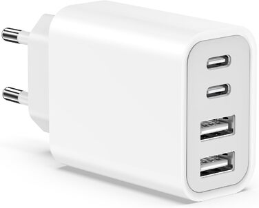 Блок зарядки Romalux 2A2C з 4 портами USB-C та USB-A, 45W, для iPhone, Samsung та інших пристроїв