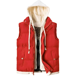 Чоловіча степкова жилетка з капюшоном. Тепла безрукавка для активного відпочинку та повсякденного носіння. Червоний колір, розмір M