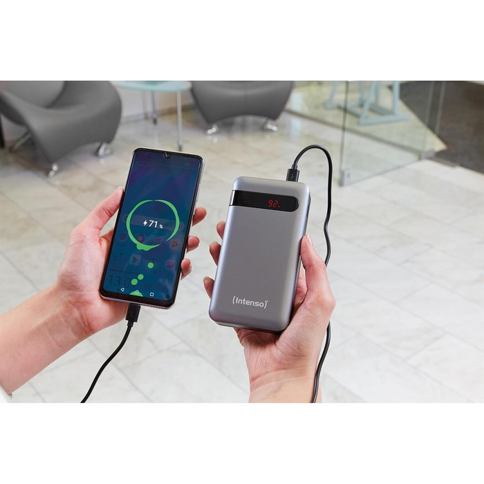 Powerbank Intenso Powerbank PD 20000mAh: Швидка зарядка, 20000mAh, сумісний зі смартфонами, планшетами, MP3-плеєрами та цифровими камерами, Anthrazit