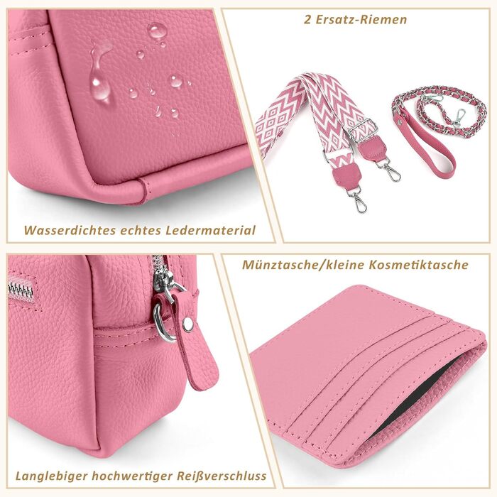 Сумка через плече BROTOU з натуральної шкіри, чорна. Маленька жіноча сумка з 3 відділеннями та широким ременем