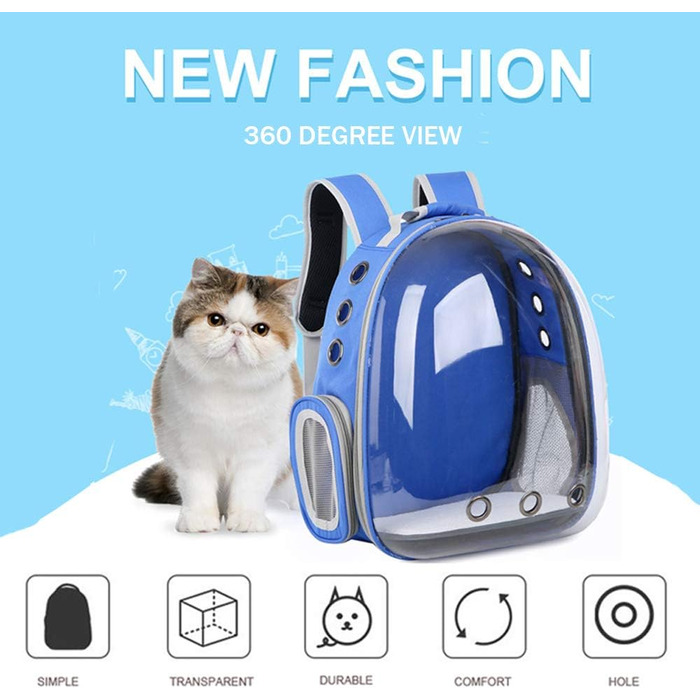 Рюкзак-переноска для тварин: прозорий, водонепроникний, для котів, собак, цуценят, дозволений для авіаперельотів