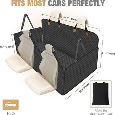 Накидка для собак у машину Lekeinchi - водовідштовхувальна, стійка до подряпин, з 6 дерев'яними планками та ременями безпеки, 140x77 см (чорний)