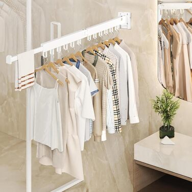 Настінна сушилка для білизни 120см, висувна, складна, з 18 гачками - для балкона, ванної, спальні, білий