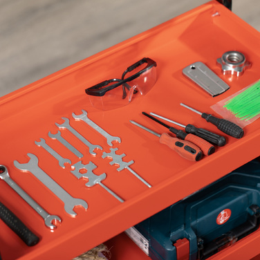 HOMCOM Workbench, 220 lbs load capacity, red, ideal for garage, stable & versatile