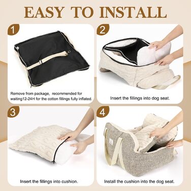 Автокрісло для собак Pawaboo: зручне ліжко-переноска для маленьких собак до 11 кг, коричнево-бежеве