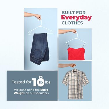 Плечики для одягу Neaties з пластику з гачком, міцні, стандартні, 30 шт, білі