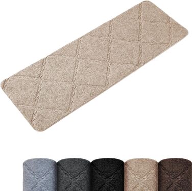 Килимок на сходи, 15 шт., самоклеючий, антиковзаючий, для дому. Розмір: 55x19 см (також 65x20 см), бежевий. Захист для дітей, домашніх тварин та літніх людей.