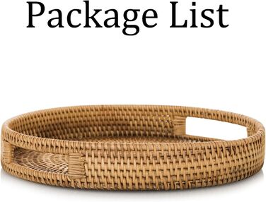 Sziqiqi Rattan Serving Tray with Handles 35cm Hand-woven Wicker Tray Rattan Tray Rustic Decorative Tray for Breakfast, Drinks, Snacks, Bread for Coffee Table Bar Dinner Parties