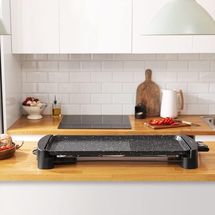 Cecotec Tasty & Grill 2000 Electric Grill Plate - 2000W Stainless Steel, Adjustable Temperature & Non-Stick Surface