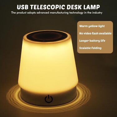 LED Настільна лампа акумуляторна 2 шт. USB зарядка, телескопічна, бездротова, тепле біле світло, сенсорна, для спальні, вітальні, тумбочки