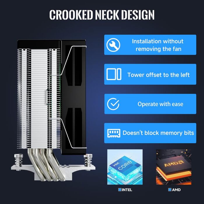 Система охолодження CPU TZMRIT KF401 DGT з дисплеєм, 12 см, 1600 RPM, 4-pin PWM вентилятор для Intel LGA 1700/1200/115X/1851 та AM4/AM5