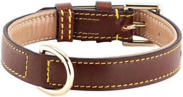 Нашийник для собак Brute Strength з натуральної шкіри, чорний, з чорними швами (M, 36-43 см)