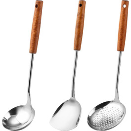 Набір кухонного інструменту Kellet: лопатка-ложка з нержавіючої сталі 304, 36.2-38.1 см (3 шт., сріблястий)