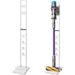 Підставка для пилососів Dyson – органайзер та кріплення для Dyson Gen5, V15s, V15, V12 Slim, V11, V10, V8, V7, V6, DC30, DC35. Біла з дерев'яною ручкою