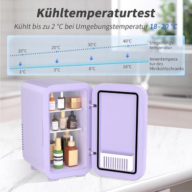 YASHE Mini Fridge - 6 Liter / 8 Can Portable Cooler - Thermoelectric Cooler for Bedroom, Skincare, Drinks, Office, Dorm & Car (Purple)