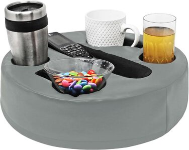 Sofa-Buddy Practical Couch Cup Holder, Couch Coaster, Sofa Cup Holder - The perfect couch accessory (Big-Leather-Grey)