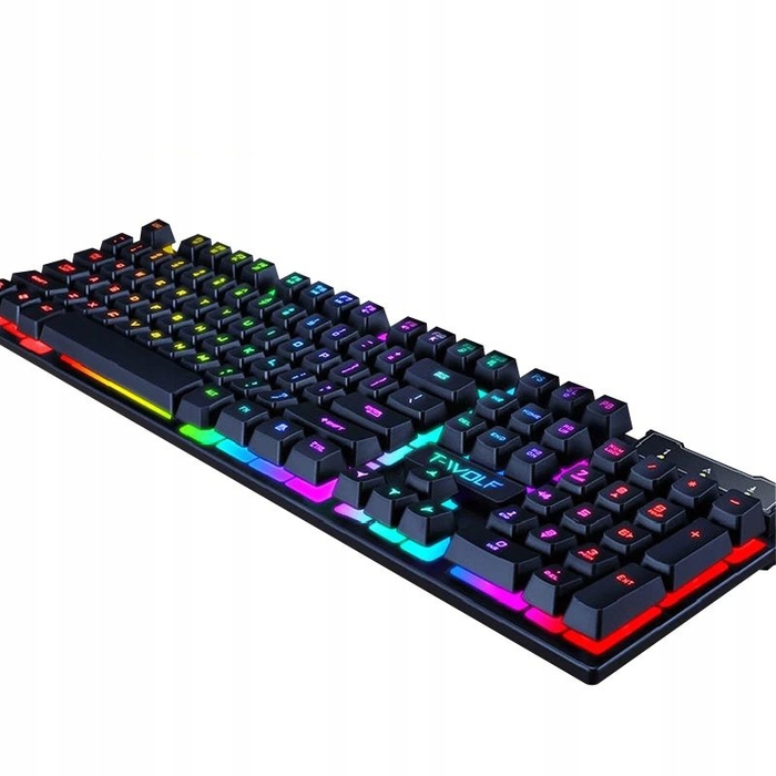 Мембранна підсвічена клавіатура T-WOLF TF20, USB, чорна