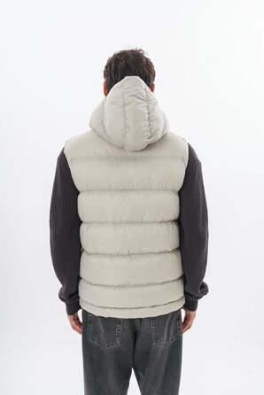 Чоловіча жилетка з пуховиком Premium – м'який матеріал, знімна капюшон (S, Сірий)