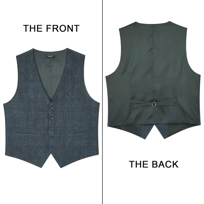 Жилет чоловічий HISDERN в клітинку, класичний, з бавовни, для весілля, в стилі 'Hahnentritt', під костюм (XXL, темно-синій)