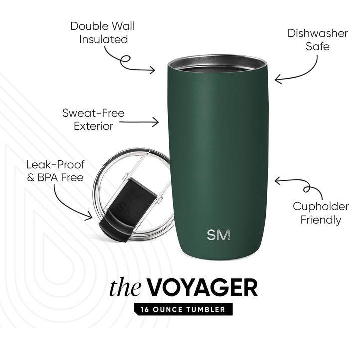 Термокружка Simple Modern Voyager Almond Birch 470мл з кришкою | Зі сталі, ізольована, для кави | Подарунок для жінок та чоловіків