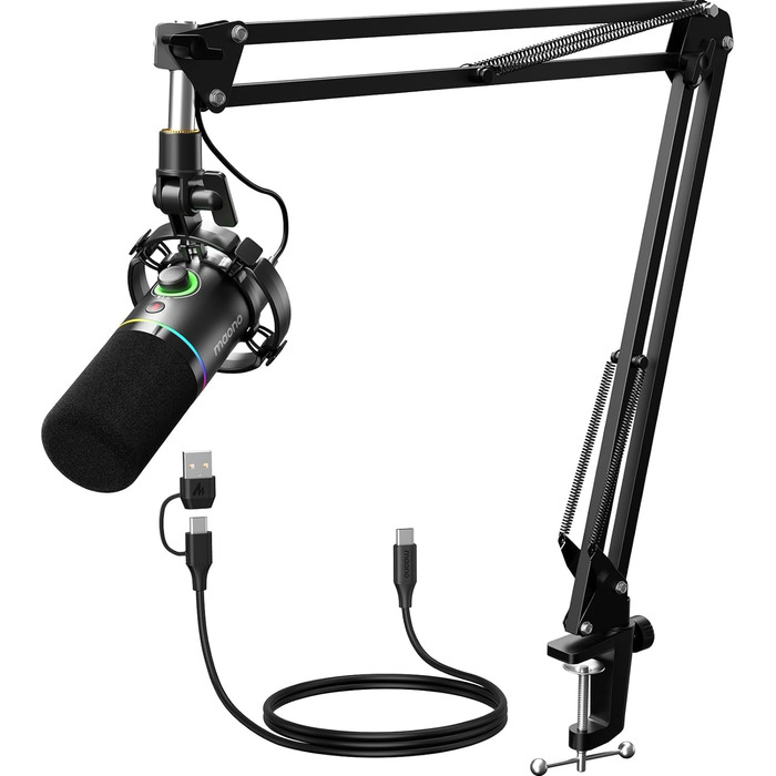 MAONO PD200XS: XLR/USB мікрофонний комплект для подкастів, стрімінгу та запису звуку (чорний)