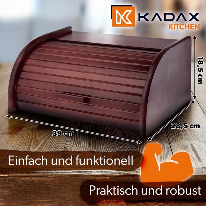 Бротокриниця KADAX з якісної деревини з ролльовим кришкою, екологічна, для тривалого зберігання свіжості, коричнева