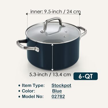 Набір каструль та сковорідок Cook N Home, 10 предметів, антипригарне покриття, кераміка, індукція, блакитний