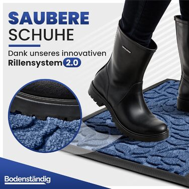 Килимок для дому та вулиці Bodenständig® - міцний, 80x120 см. Ефективно очищає взуття. Підходить для внутрішнього та зовнішнього використання.