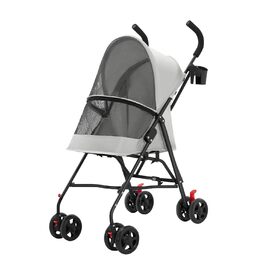 Візок для собак Homewell 2в1: візок-будка, сумка-переноска, з підсклянниками та захистом від дощу, з гальмом, сірий