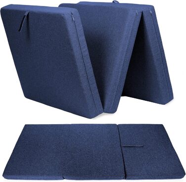 Складаний матрац Sunnypillow Premium 80x195x15 см, три секції, знімний чохол, товстий пінополіуретан, синій – гостьовий, дорожній, складаний матрац для дому та подорожей
