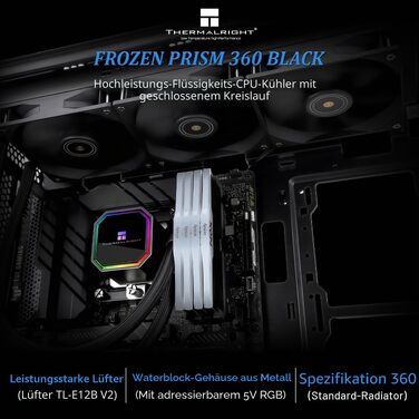 Система рідинного охолодження процесора Thermalright Frozen Prism 360 White ARGB, 360мм, 3 PWM вентилятори, для Intel LGA1700/1851, AMD AM4/AM5, Білий