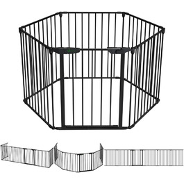 Захисне ґратка для каміну Vounot 375см з дверцятами, металева, для дітей, чорна