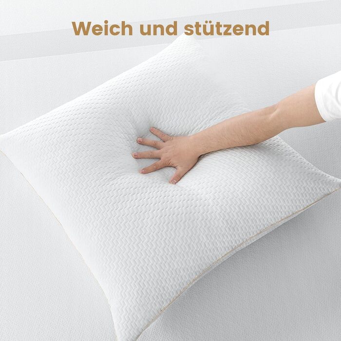 BedStory Pillowcases 80x80 2-Pack with Removable Bamboo Fiber Cover, Anti-Mite and Antibacterial Pillow Filled with 1500g x 2 Microfiber, Hypoallergenic, Comfortable, Soft, and Breathable Pillow - 2 Pieces (1 Pack) 80x80cm