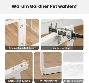 Клітка-біговий вольєр для цуценят Gardner Pet Acryl з акрилу, 60 см, 8 панелей, для дому, складана, прозора, з присосками, підходить для цуценят, кроликів, котів, свиней, білий
