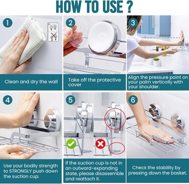 Поличка для душу TAILI без свердління, регульована, набір 2 шт. з гачками, нержавіюча сталь, чорний/срібний, органайзер для душу, кухні, ванної кімнати