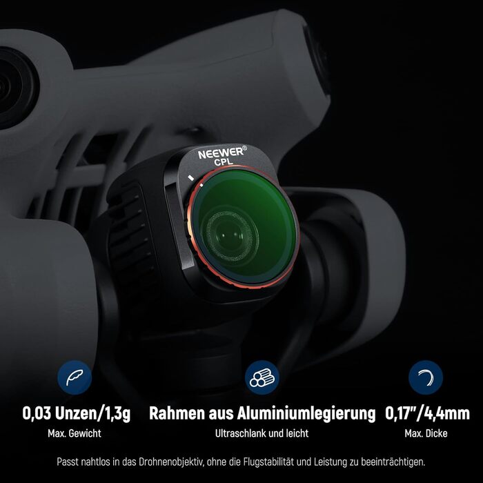 Набір фільтрів NEEWER ND&CPL для DJI Mini 4 Pro: 6 шт. (ND8, ND16, ND32, ND64, ND128, CPL) з ультратонким рамкою. Фільтри для дрона з HD склом, комплект
