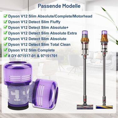 Набір фільтрів для пилососа Dyson V15 SV14 DV17 SV22 та V12 (4 шт.) — смінні HEPA-фільтри для акумуляторного пилососа