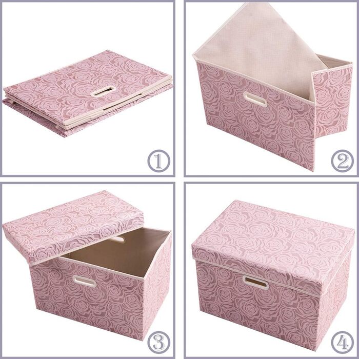 PRANDOM Large Foldable Storage Boxes with Lid [5-Pack] Fabric Decorative Storage Containers Cubes Organizer Baskets with Lid Handles for Bedroom Closet 43 x 30 x 30 cm