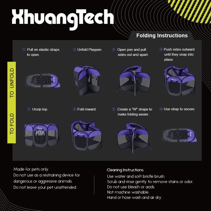 Клітка-манеж для собак та котів XianghuangTechnology, м'який матеріал, портативна, складана, для дому та вулиці, 80 x 58 см (Д x В), фіолетовий