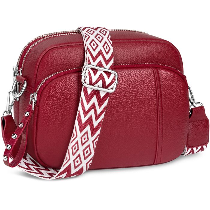 Сумка жіноча через плече кросбоді Leder (шкіра), червона: стильна міні-сумка з широким ременем та відділенням для карт